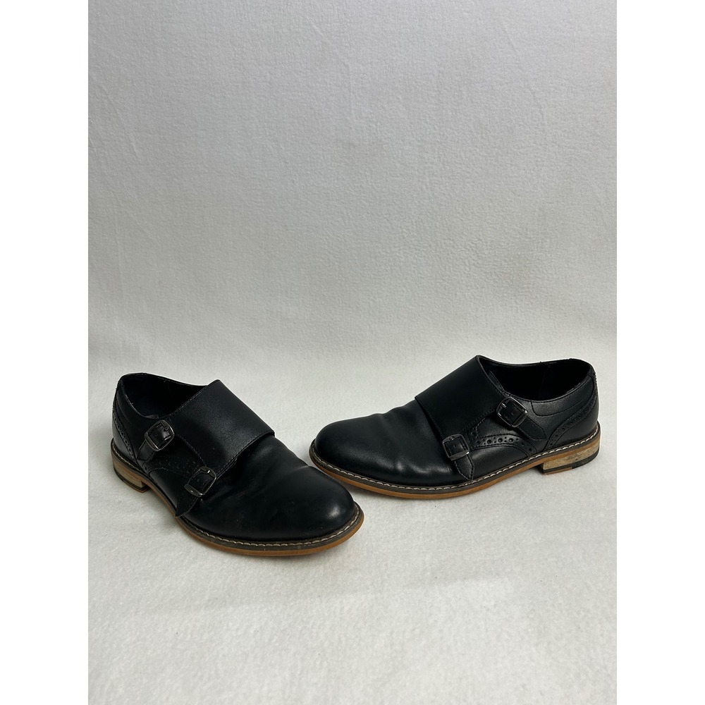 Dark Academia Bar III Mens 8M Black Jesse Double Monk Strap Brogue Dress Shoes